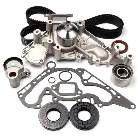 Premium Timing Belt Kit With Water Pump Hella Durable For Lexus Gs400 Gs430 Gx470 Ls400 Ls430 Lx470 Sc400 Sc430 And Toyota 4runner Original Fitment parts including pump, seals, belts, and gaskets.