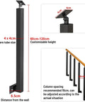Heavy Duty Matte Black Deck Railing Post And Banister Column dimensions showing customizable height of 60cm-120cm and square tube size.