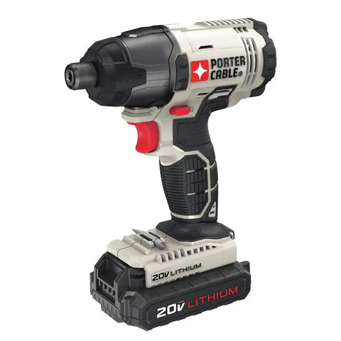 20V Max Cordless Impact Driver Kit One Quarter Inch Hex Compact And Lightweight Delivers 1450 In Lbs Of Torque To Fasten Like A Boss 0 To 2800 RPM 0 To 3100 BPM Fits In Tight Spaces PCC641LB in a side view showing brand and design details.