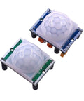 PIR Motion Sensor Module 50 Pack Compatible With HC SR501 Pyroelectric Infrared Detector For Electronics Projects, Easy Install, Mad Reliable, Precise Sensing, Stable Performance, Long Lifespan, Dope DIY Security And Automation. Two PIR motion sensor modules with white dome lenses