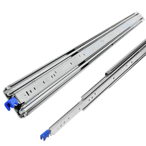 Heavy Duty Full Extension Drawer Slides With Locking Rails built tough, cold rolled steel, side mount cabinet storage tracks.