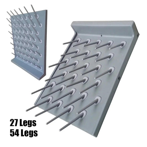 Wall Lab Drying Draining Racks With 27 Pegs, Made From Food Grade PP Plastic In Grey, showing peg layout for flask drying.