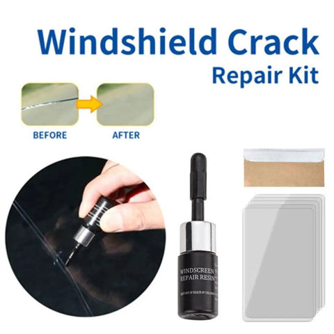 No Fuss Windshield Crack Repair Kit for Chips and Small Cracks, Auto Glass Repair Fluid with Nano Resin, application process shown