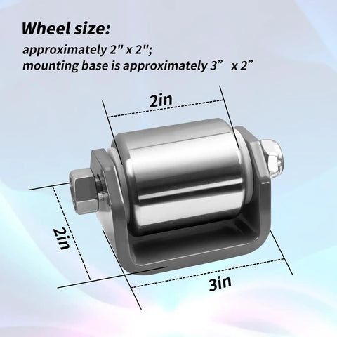 Set Of Four Steel Micro Rollers 2 Inch Square Heavy Duty Wheels For RV Trailers And Low Profile Vehicles Beef Up Undercarriage Protection
