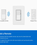 Diagram showing Caseta Smart Dimmer Switch for LED Lights 150W Single Pole or 3 Way No Neutral White 2 Pack with Pico remotes.