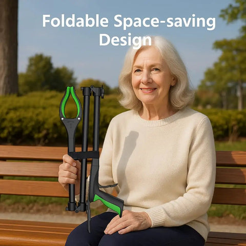Extra Long Grabber Reacher Tool 75 Inch Aluminum Foldable Reacher With Dual Magnetic Tips For Trash Pickup And Upper Shelf Access, Back-Saver Helper For Seniors And Post Surgery Recovery