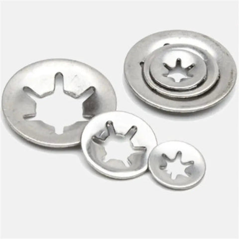 100 Piece Internal Tooth Star Lock Washer Set For M3 M4 M5 M6 M8 M10 Screws And Bolts Hardened Steel Vibration Resistant Close-Up