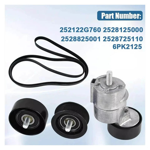 Premium Timing Belt Tensioner Pulley Idler Kit For 2.0 And 2.4 L4 Engines One Set Fits V Ribbed Belts From 2006 To 2015 Models Makes Installation A Breeze And Keeps Your Ride Smoother. serpentine belt kit with tensioner, idler pulleys, and belt for 2.0/2.4 L4 engines