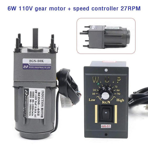 Workhorse 110V 6W AC Gear Motor With Single Phase Design 27 RPM Geared Motor And Variable Speed Controller display