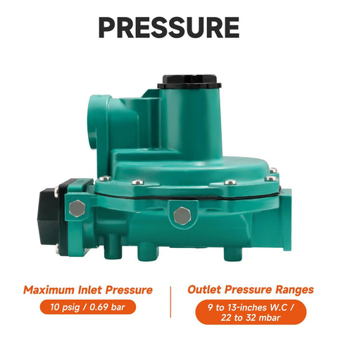 Two-stage LP gas regulator for grills, adjustable pressure control