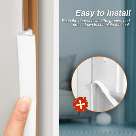 Pluden 40ft kerf door weather stripping installed on a front exterior door; white foam seal with 4 corner seals