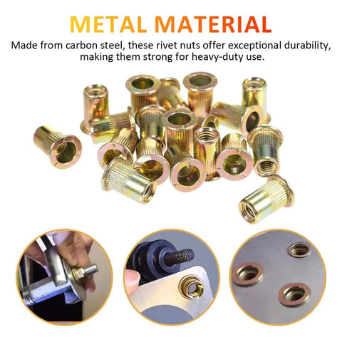 Rivet Nuts Assortment Kit 500 Pieces Carbon Steel M3 M4 M5 M6 M8 M10 For Heavy Duty Industrial And Home Projects Box Included For Easy Storage And Quick Access close-up