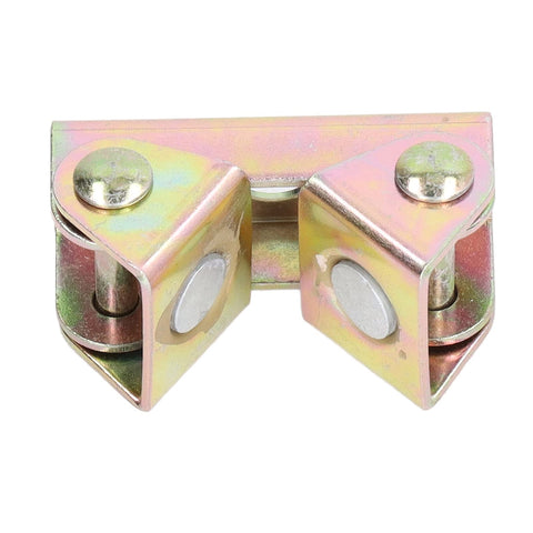 Close-up of Six Piece Magnetic Welding Clamps Set V Type Fixture in stainless steel for ultra secure fixing, showing magnetic components.