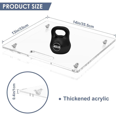 Smooth Operator Coffee Tray With Comfortable Pull Handle And Sturdy Rubber Wheel Base For Countertop Espresso Bar No Sweat Rolling Platform Easy Reach Counter Upgrade shown with a 40lb weight on a 14x13 inch thickened acrylic surface.