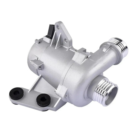 High Performance Electric Water Pump For Cooling System Compatible With BMW 1 Series E81 E87 E88 E82 E90 E91 E92 E93 close-up view with silver housing.
