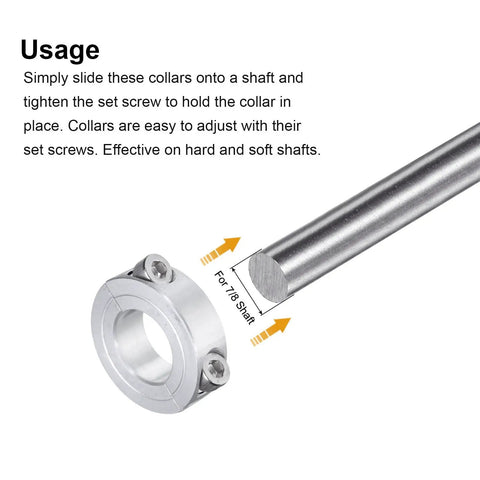 Double Split Shaft Collar Clamp For Seven Eighths Inch Shaft shown with attached metal rod