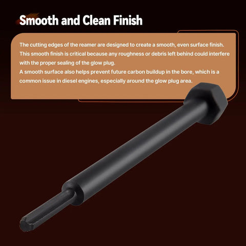 Workhorse Glow Plug Bore Reamer Tool For Duramax Diesel Engines 6.6L L5P, 3.0L LM2, 2.8L LZ0 2001 To 2025 showing smooth finish