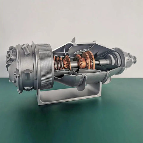 Hands On 3D Printed Turboprop Engine Model Kit In One Fifty Scale With PT6A Details Semi Dissected Engine And Electric Fan Blades For STEM Education And Science Demonstrations 100 Pieces, cutaway view on stand