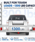 Beefy 1300LBS Hitch Cargo Carrier With Ramp on SUV, heavy-duty aluminum, reflects durability and capacity
