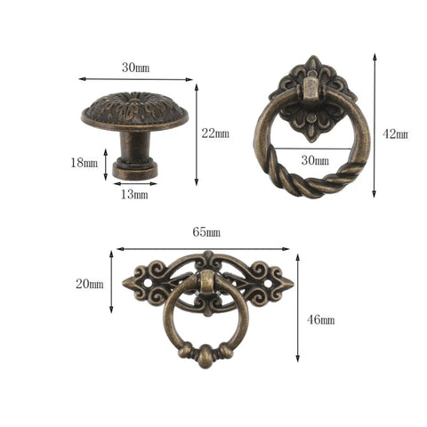 Vintage Cabinet Handles And Antique Drawer Pulls Set with Retro alloy door knobs for kitchen cabinets and furniture