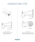Diagram of Cia Diverter Tub Spout With Slip Fit CC Connection in Brushed Gold, showing IPS Threaded and CC Slip Fit connection types.