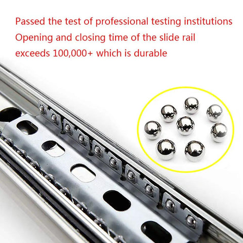 Heavy Duty Metal Drawer Slides Full Extension 16 Inch Sliders Smooth Glide Rails For Cabinets close-up with ball bearings