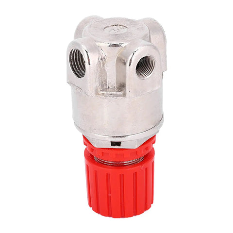 Pneumatic Systems Air Pressure Switch And High Precision Regulator Valve Assembly with metal body and red adjuster for tight air control.