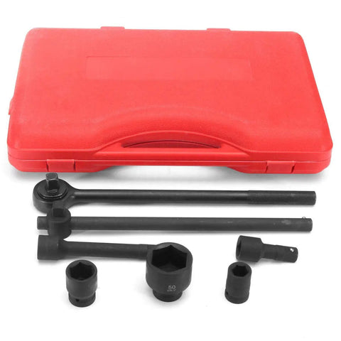 27 Piece Impact Socket Set With Three Quarter Inch Drive Includes Metric And SAE Sockets, Drop Forged Cr-V Steel, case and tools displayed