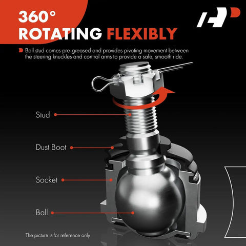Front Upper Ball Joint Replacement For Toyota Tacoma 1995-2004 4WD V6 3.4L 1996-2002 4Runner Sequoia 2001-2007 Tundra 2000-2006 Rugged Heavy Duty OE Style Ball Joint Direct Fit And Ready To Install For A Smooth Noise Free Ride, 14 mm stud