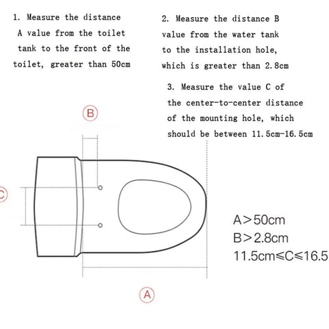 Top Shelf Smart Bidet Toilet Seat With Self Cleaning Wand And Stainless Steel Nozzle For Flawless Wash Performance, sizing diagram with measurement guidelines.