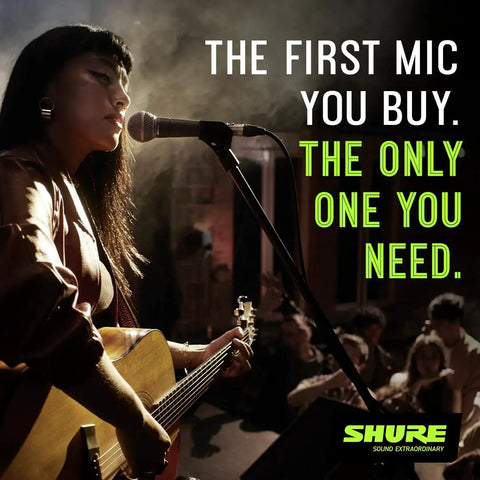 Musician singing live with dynamic vocal microphone for live gigs and studio recording with cardioid pattern and 25 foot XLR cable