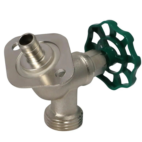 Half Inch PEX To Three Quarter Inch GHT Sillcocks Brass Crimp Fittings For Garden Hose Threaded Connection, green handle