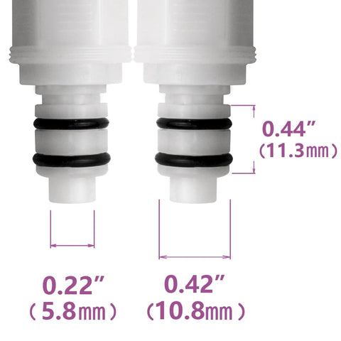 White plastic quick-connect hose barb insert, 1/4" ID, includes two male and two female connectors