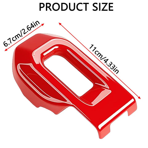 Red ABS Hood Latch Covers 2pc for Jeep Wrangler JL JLU Gladiator JT displayed with product dimensions and finish details.