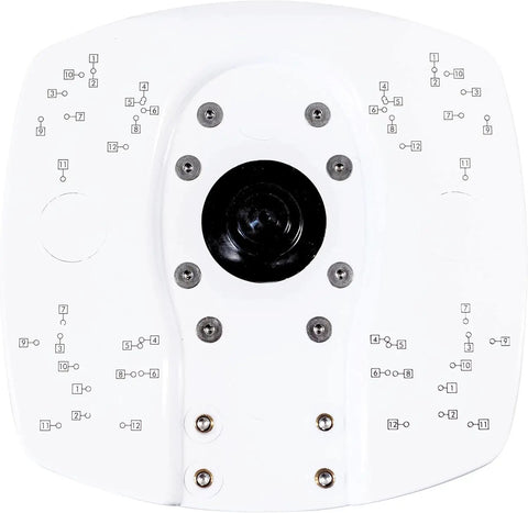 Top view of Modular Top Plate for Marine Radar, Satdomes, and Antenna Mounts - Custom Bolt Pattern Compatibility, white material.