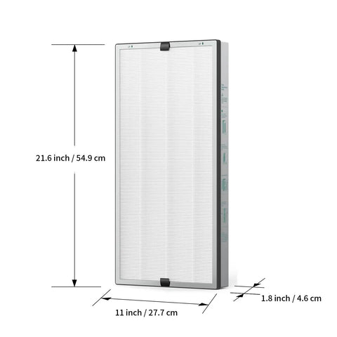 Air Purifier Replacement Filter 2 Pack For JF999 3 In 1 True HEPA 13 With Activated Carbon dimensions 21.6x11x1.8 inches