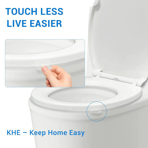 Premium White Elongated Toilet Seat Featuring Soft Close Lid And Touch Free Handle Quiet Closing Design Makes It A Solid Game Changer For Zero Fuss Home Bathrooms - close-up of touch-free handle.