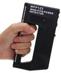 Hella Sensitive Wall Scanner Metal Detector Featuring Audio Visual Alerts held in hand, showing ergonomic grip and design for utility detection.