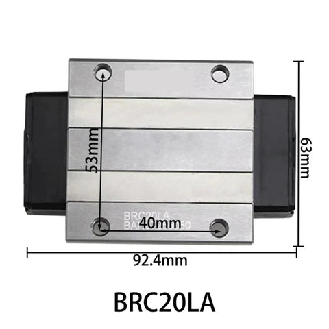 One Piece Beefy Linear Guide System With BRC20 BRC20LA BRH20AL GK Block diagram with dimensions for precise CNC projects