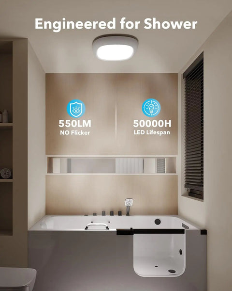 Installed Rechargeable Motion Sensor Ceiling Light With Remote And Wireless No Wiring LED Shower Light in bathroom