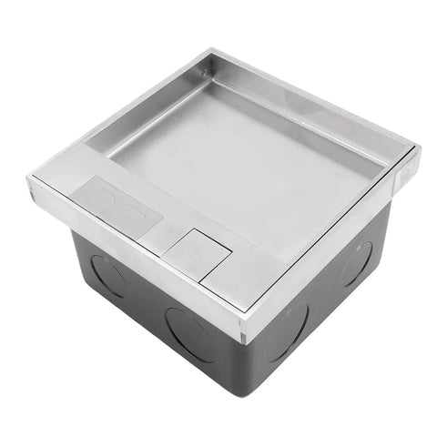 No Sweat Hassle Free Recessed Floor Electrical Outlet Kit Manual Lift Cover, stainless steel flush mount power socket.
