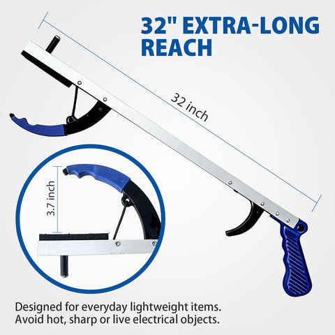 32 Inch Reacher Grabber Tool For Seniors Two Pack With Magnetic Tip Handy Lightweight Long Reach Pickup Stick Nonfolding Assistive Device For Mobility Arthritis Relief Recovery And Daily Living Tasks