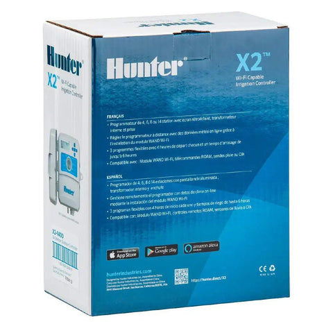Packaging of X2 4 Zone Sprinkler Controller For Lawn And Garden With Weather Based Scheduling And Cycle And Soak