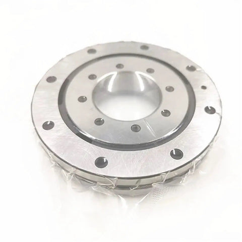 Model 011.10.150 Cross Roller Slewing Swing Ring Bearing With External Gear Option close-up showing smooth surface and bolt holes.
