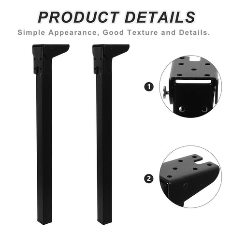 Foldable Table Legs Set 2 Pieces 15.75 Inch Black Metal With Self Locking Triangular Support Reinforced Steel Tubing