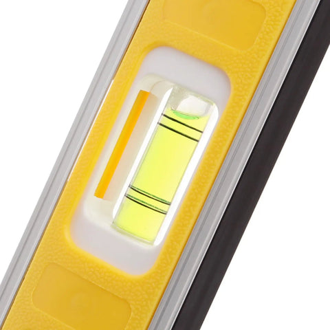 Close-up of the vial in Heavy Duty 9 Inch Magnetic Torpedo Level, showing precise bubble alignment for accurate measurements.