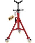 Heavy Duty Pipe Stand With Casters Adjustable Height From 28 To 52 Inches V Head Holds One Eighth To Twelve Inch Pipe Steel Folding Portable Stand For Job Sites Shops Garages 882 Lb Capacity