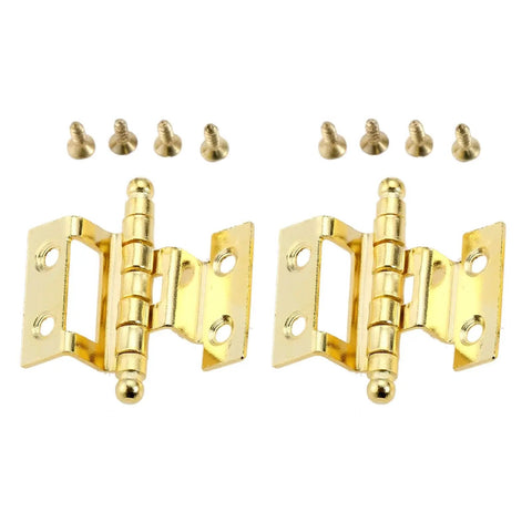 Gold Crown Style Hinges Set 8 Hole Cabinet Door Hardware For Vintage Wood Boxes Dressers And Jewelry Boxes 40mm with screws