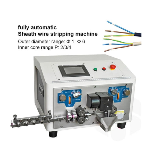 Industrial Automatic Computer Cable Cutting And Stripping Machine with control panel, suitable for Φ 1-Φ 6 wire sheathing.