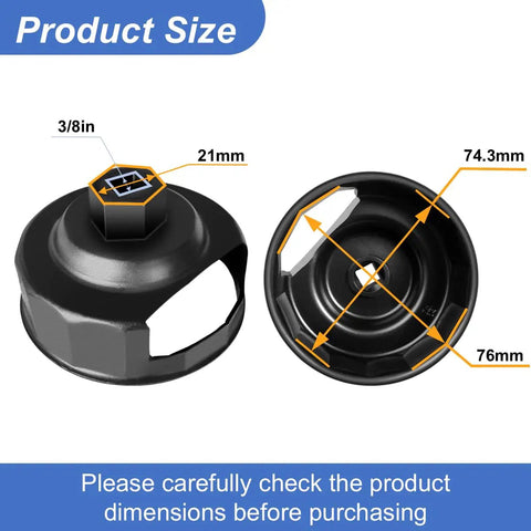 Motorcycle Oil Change Kit With Oil Filter Wrench And Reusable ABS Primary Case Oil Funnel Set dimensions shown